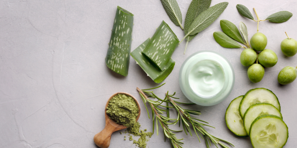 Collage of raw cosmetic materials