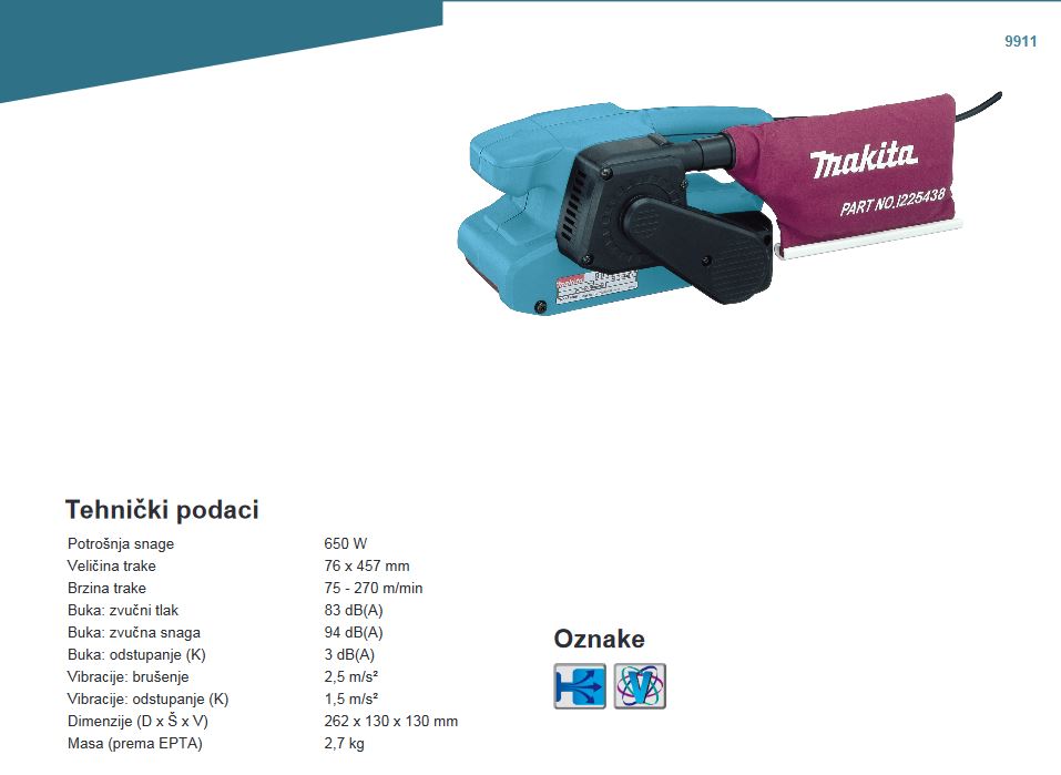 TRAČNA BRUSILICA-"DEBLJAČA-RAVNJAČA"-KIT MAKETE Makita-9911