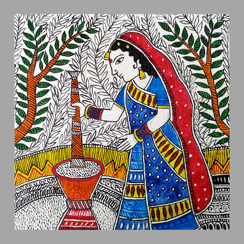 Madhubani Art on Canvas DIY Kit