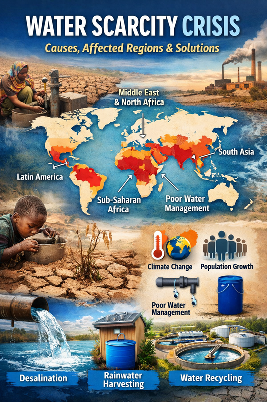 Water Scarcity Crisis: Causes, Most Affected Regions, and Sustainable Solutions for the Future Water Scarcity Crisis