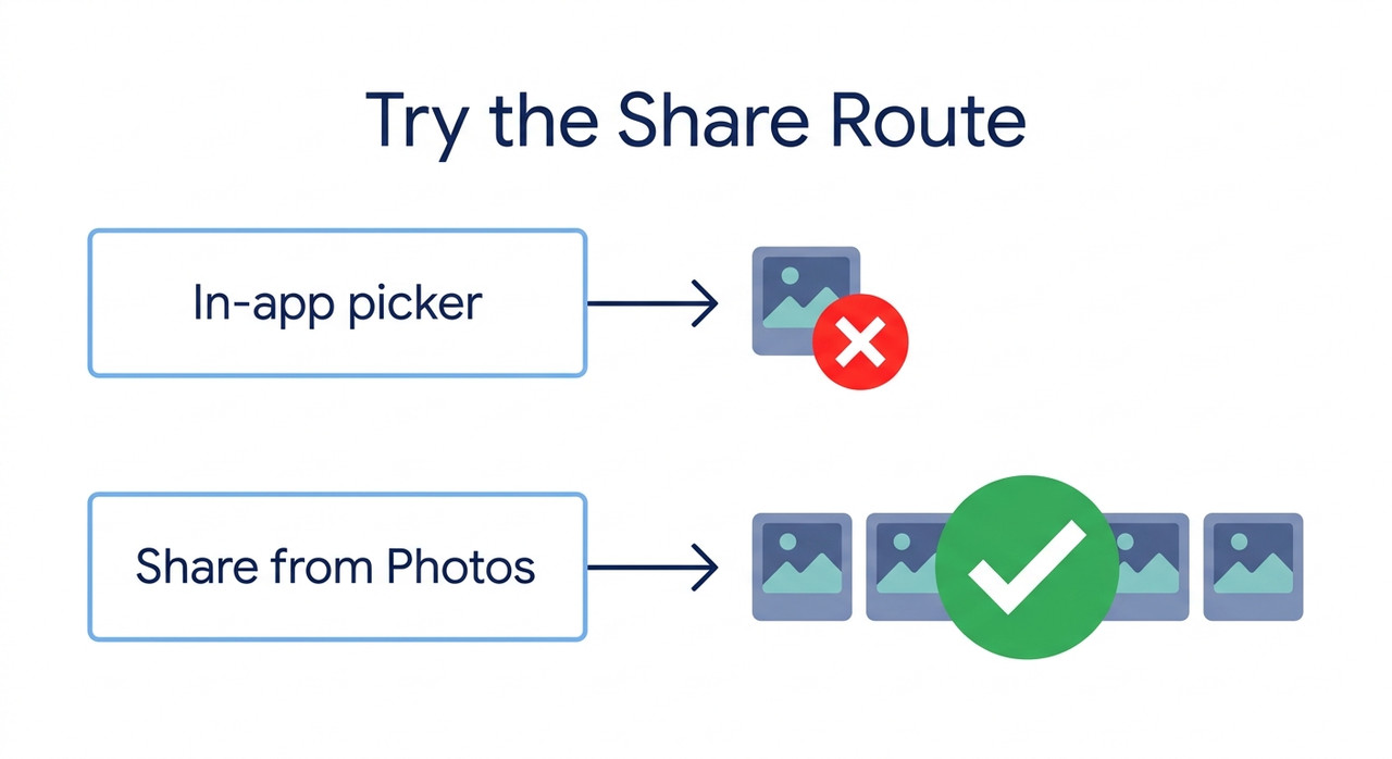 Fix Gemini Only Uploading One Image at a Time (2026) 2 Two paths for Gemini image upload: the in-app picker attaches one image, sharing from Google Photos attaches several