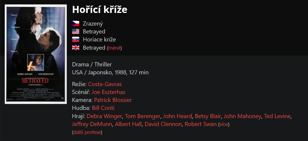 Hořící kříže / Betrayed (1988)