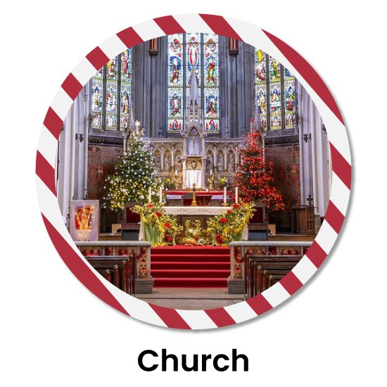 Christmas decorations in a church featuring captivating xmas tree adorned with ornaments and festive lights