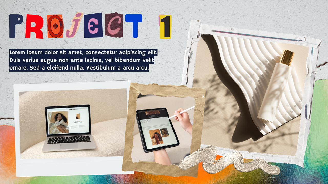 Yellow and Blue Scrapbook Graphic Design Creative Portfolio Presentation