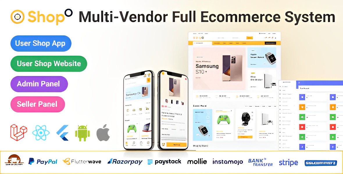 Shopo eCommerce – Multivendor eCommerce Flutter App with Admin Panel & Website