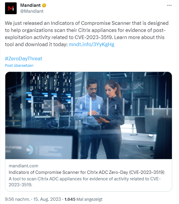 Compromise Scanner für Citrix ADC Zero-Day (CVE-2023-3519)