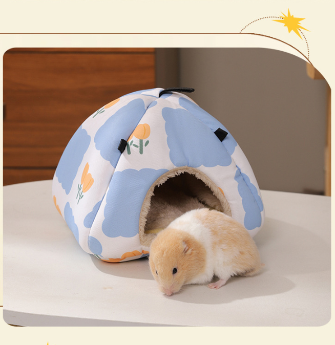 Pink Strawberry Bunny Soft Shelter for Small Mammals – Hanging & Floor Use, Waterproof Surface, Easy Clean(Size: S)