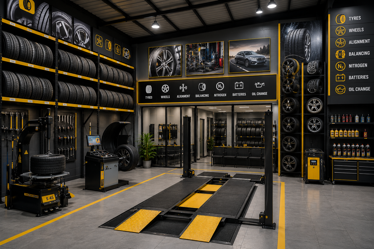 Professional Tyre Shop Setup Hyderabad