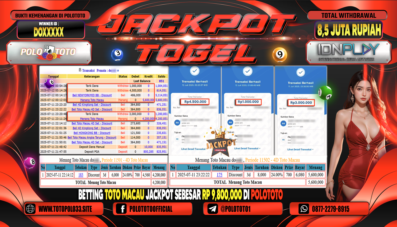 POLOTOTO JACKPOT TOGEL TOTO MACAU Rp.8.500.000,-