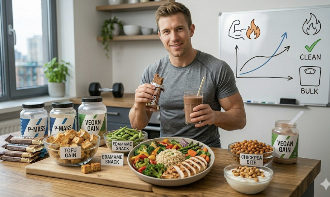 Clean bulk meal with grilled chicken, rice, and vegetables for lean muscle gain diet