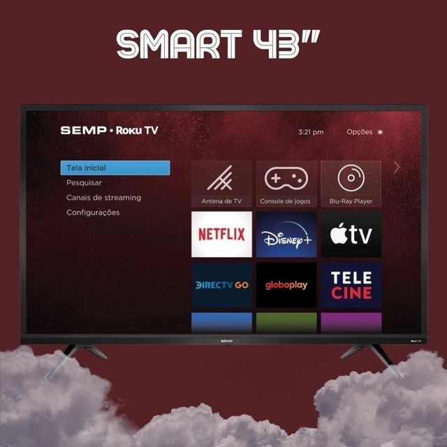 Smart TV 43″ Led Semp Roku R5500 FHD Wifi Dual Band 3 HDMI 1 USB com Controle por Aplicativo