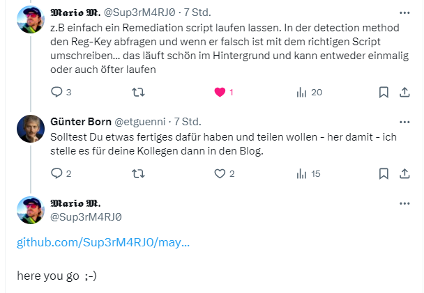 Tweet zum Remediation Script