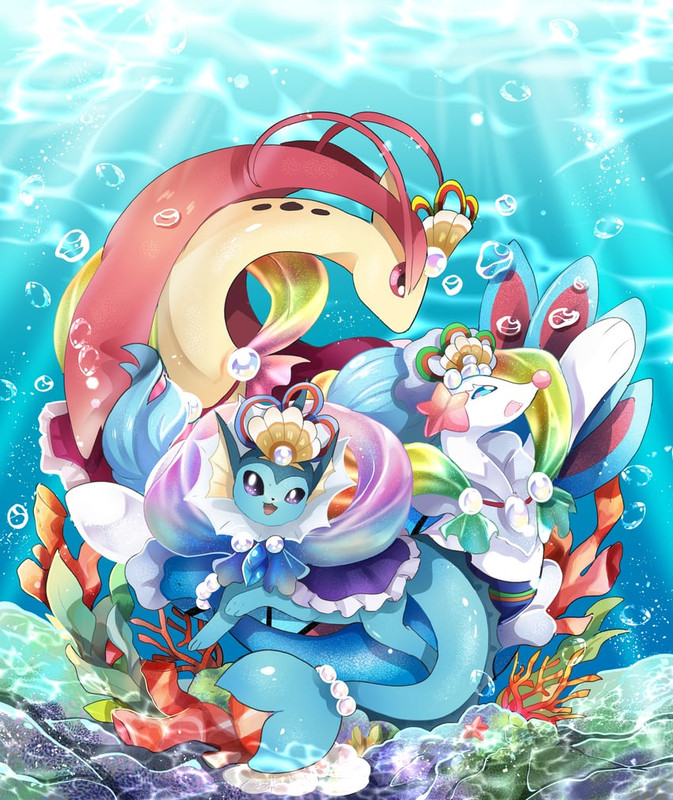vaporeon-milotic-and-primarina-pokemon-d