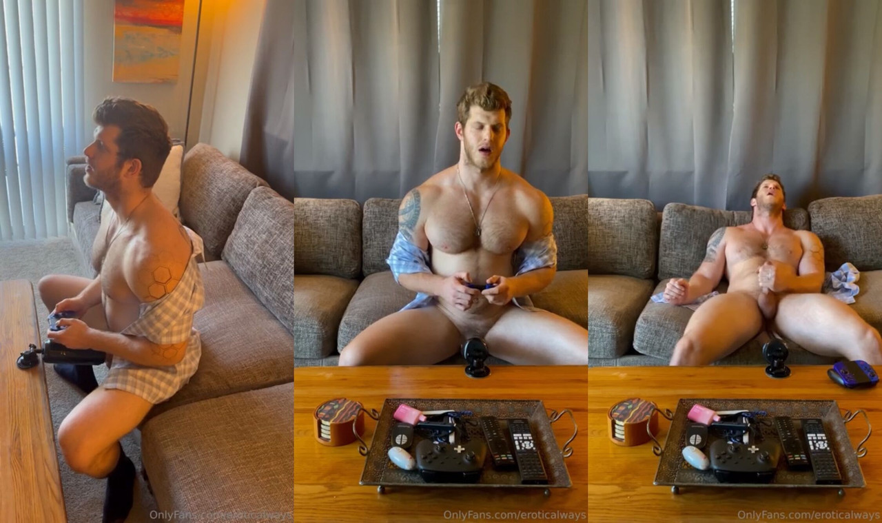 Hunky Gaymer Enjoying A Fucking Machine While Playing Video Games – EroticAlways