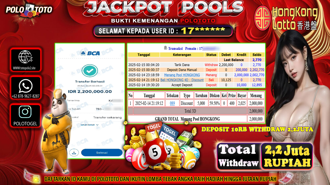 POLOTOTO JACKPOT TOGEL PASARAN HONGKONG Rp.2.200.000,-
