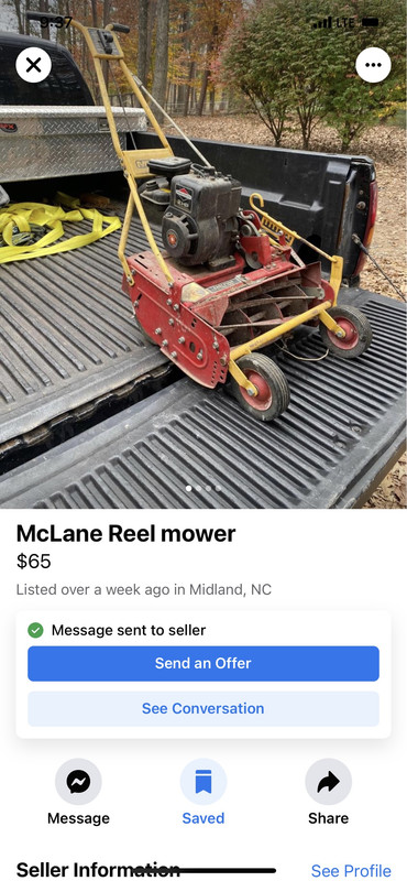 17 Mclane shelf propelled gas reel mower