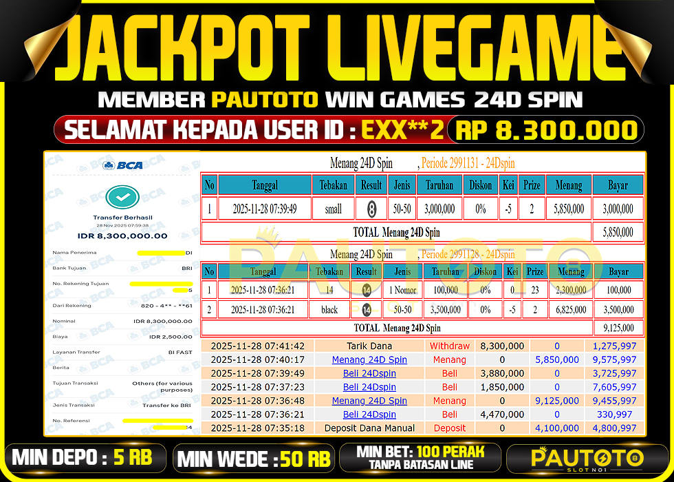 BUKTI JACKPOT LUNAS PAUTOTO