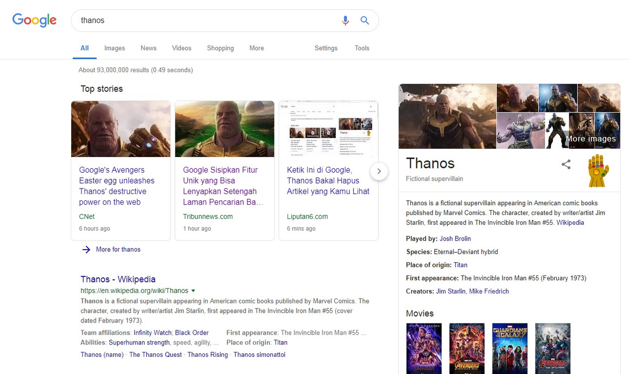Kekuatan Thanos di Google