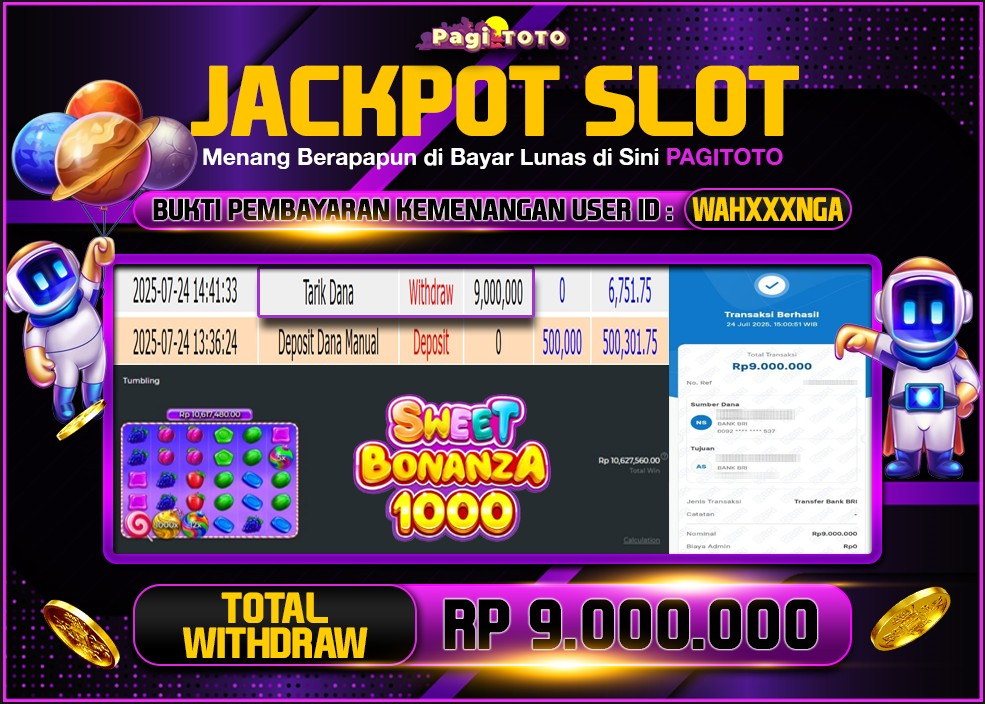 HAPPY JACKPOT MEMBER PAGITOTO SLOT SWEET BONANZA 1000 Rp 9.000.000-, - LUNAS