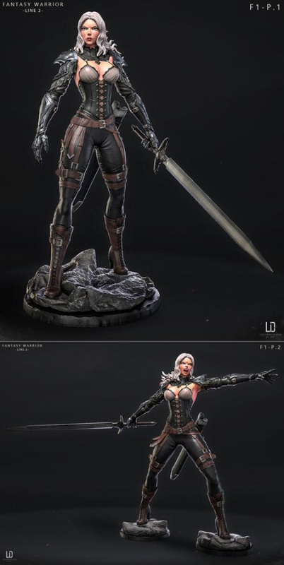 Fantasy Warrior – Line 2 – F.1 – 3D Print Model