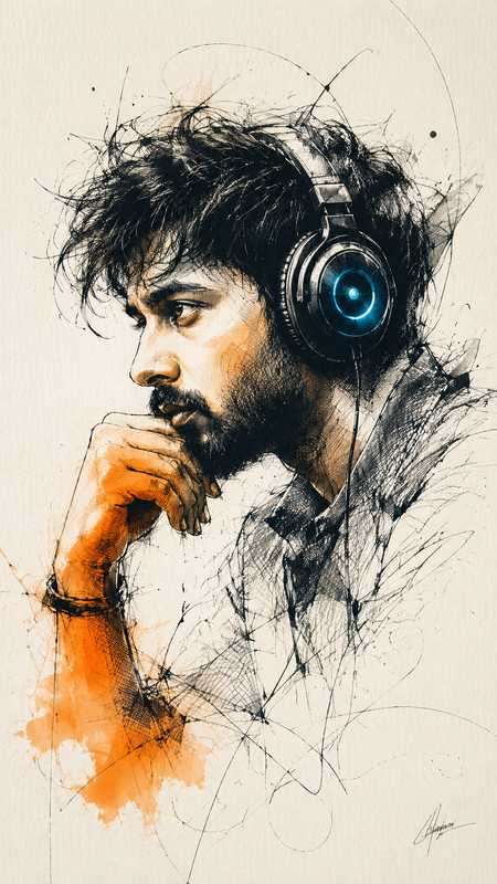 Example result for: Expressive Line Art Portrait | Man in Thought