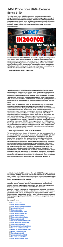 Promo Code For 1x Bet 2026 Welcome Bonus 130