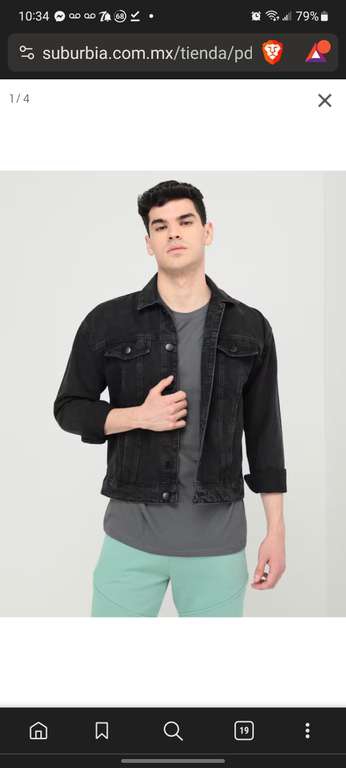 Suburbia: Chamarra Non Stop de mezclilla con bolsillos, para hombre 
