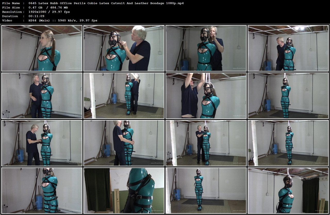 0645 Latex Rubb Office Perils Cobie Latex Catsuit And Leather Bondage 1080p mp4