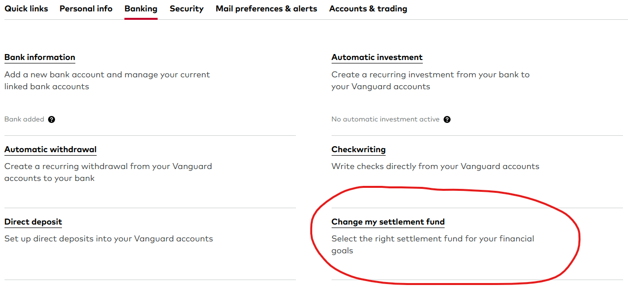 What is a settlement fund vanguard deals