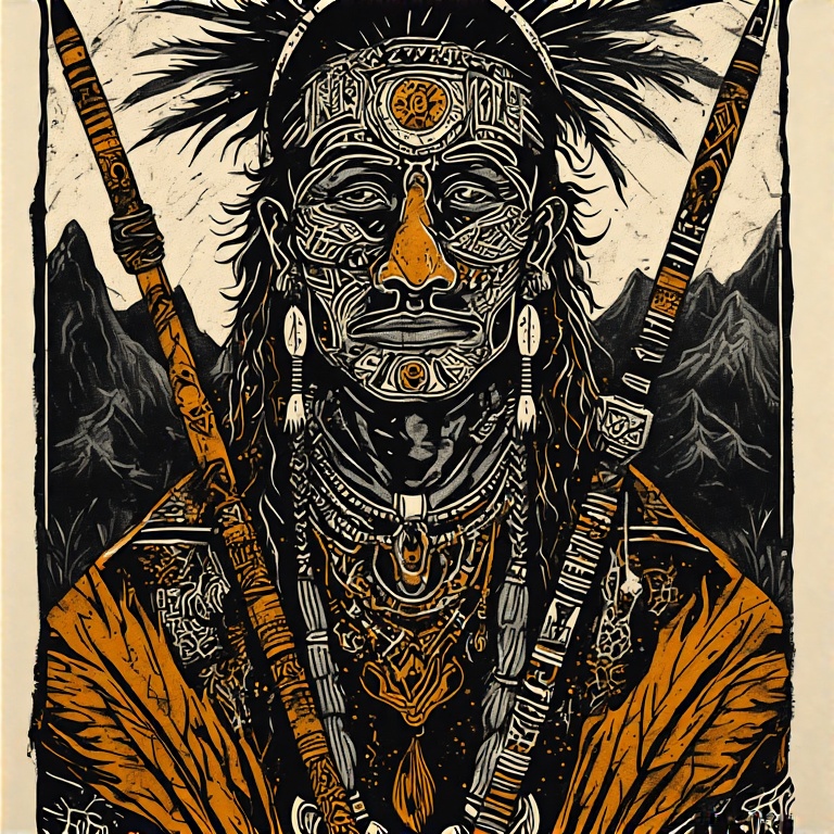 A-tribal-warrior-in-woodcut-st-19