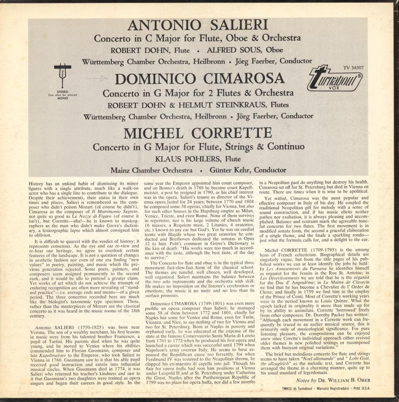 lp concerto in c major for flute oboe orches antonio salieri domenico