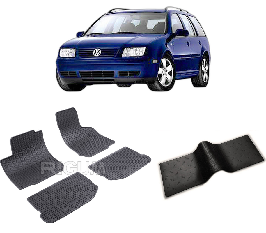 Set covorase auto VOLKSWAGEN BORA I din 1998-2005, cu covoras tunel median, CAROSERIE COMBI, Presuri cauciuc 100%, compatibil cu autoturismul VOLKSWAGEN BORA I, Rigum