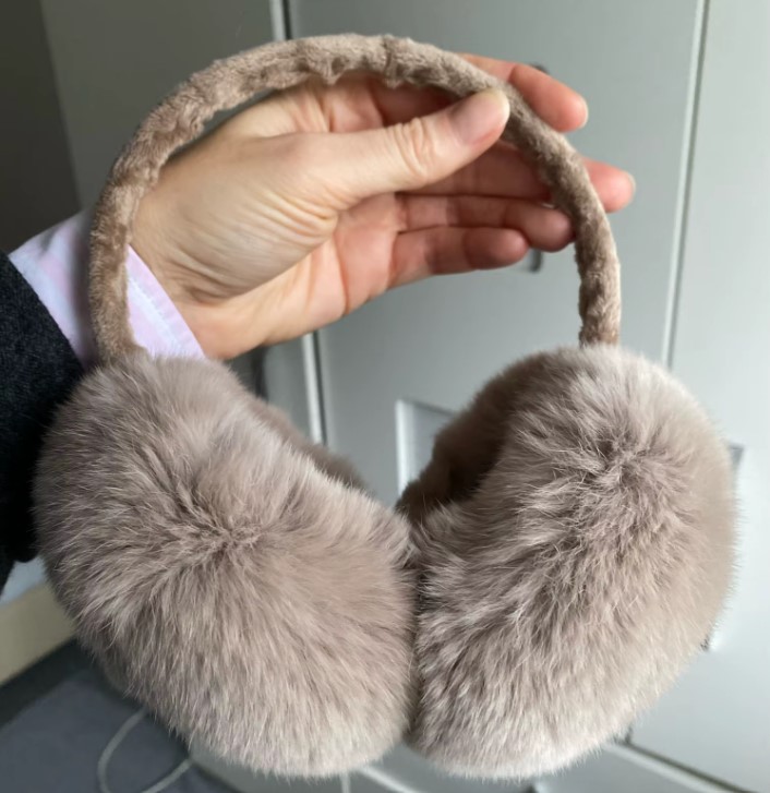 Real Fur Foldable Earmuffs For Women - Double Side, Rabbit Fur, Earflap Style