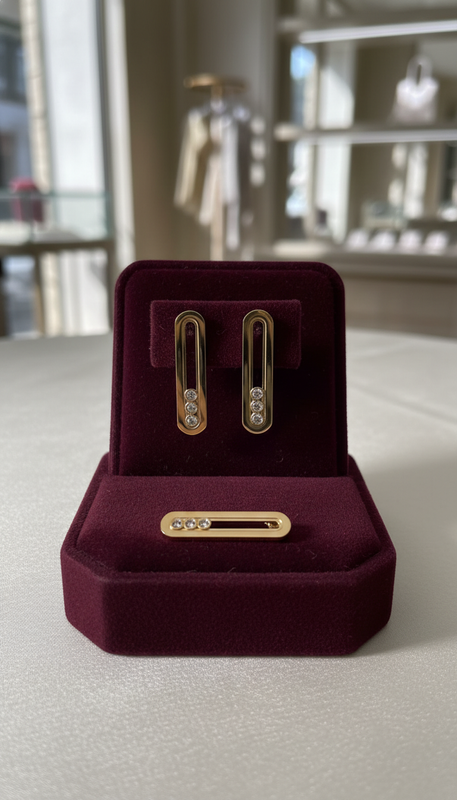 elegant gold toned crystal accentuated oval drop pair of earrings studio dummy