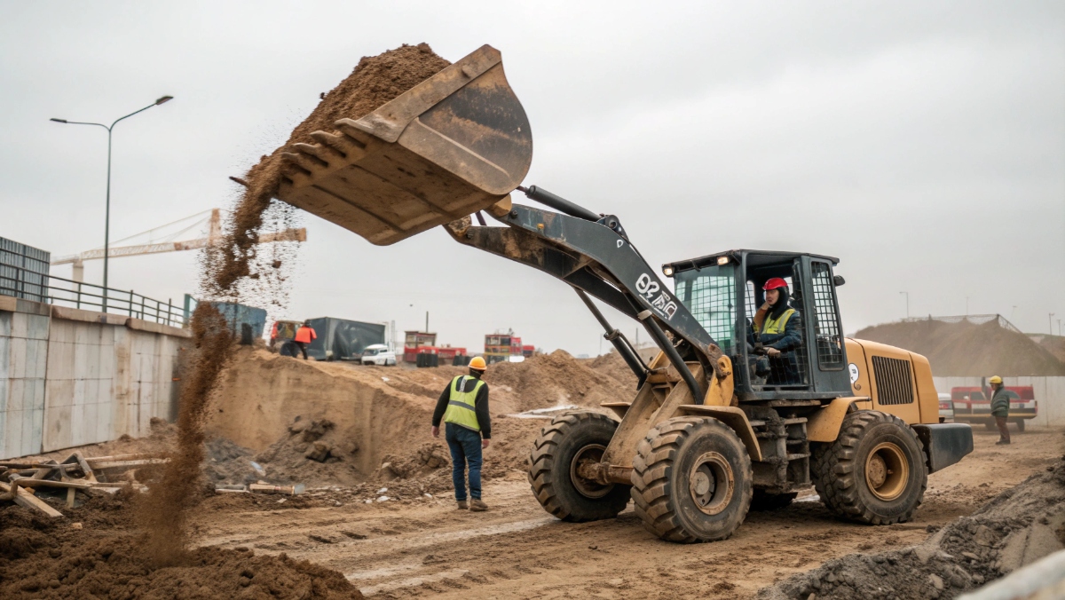 погрузчик за работой