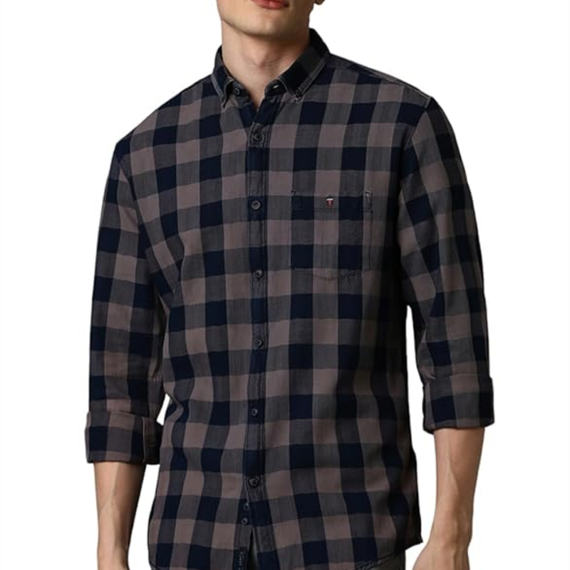 Louis Philippe Checkered Slim Fit Premium Cotton Shirt