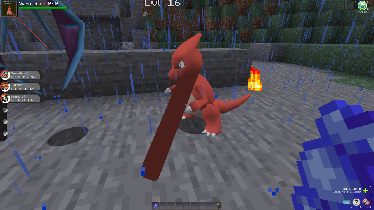 I made a Pixelmon 1.9.5 modpack and added shaders to enhance my experience.  However, it caused visual bugs (see first screenshot). Removing the shaders  helped a bit, but some issues persist (second