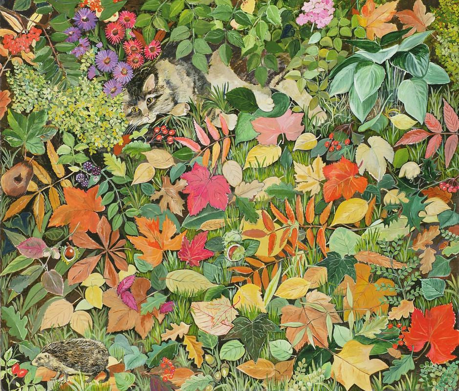 Hilary-Jones-Autumnal-Cat-Meister-Drucke-550277