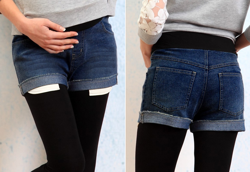 Pantaloncini di jeans premaman con leggings integrati - Sweet Mommy