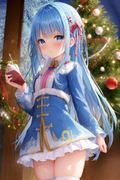 18095-1232398118-yoshino girl, bishoujo, Snowfield, Christmas Tree, ((loli)), blue hair, blue eyes, 