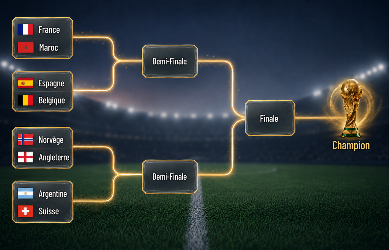 Tableau final Quarts de la Coupe du monde 2026