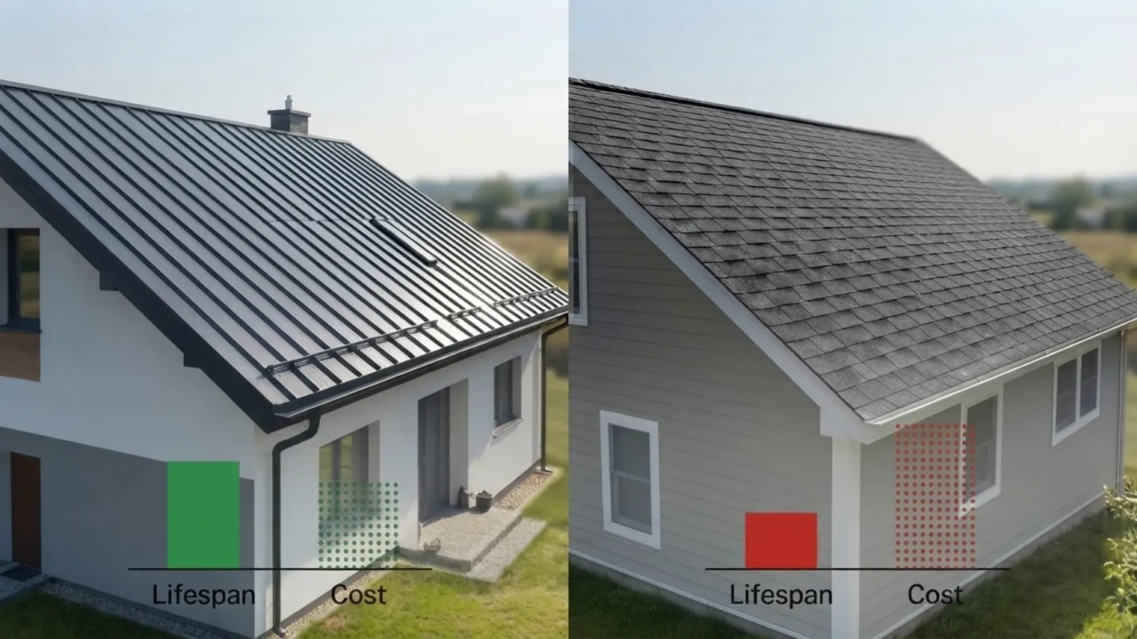 Metal roofing versus asphalt shingles lifespan and cost comparison chart