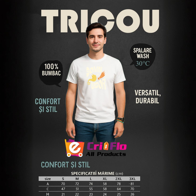 Tricou Somn usor, Barbat, 100% bumbac, Cri-Flo, Culoare Alb, Marime 2XL