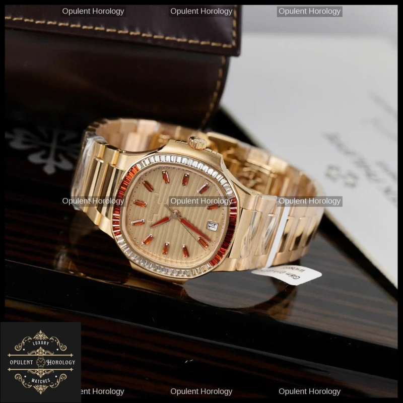 Patek Philippe Nautilus 7118/1300R Replica Rose Gold 35.2mm Diamond Bezel