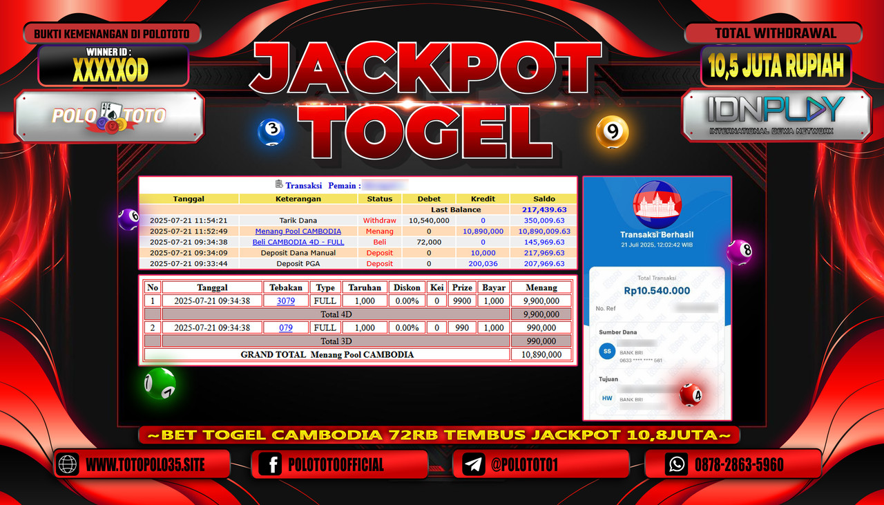 POLOTOTO JACKPOT TOGEL CAMBODIA 10,540,000,- LUNAS