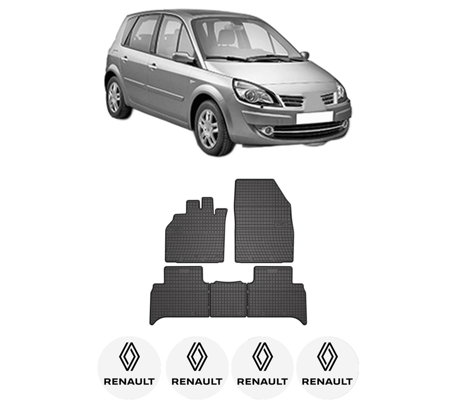 Set covorase presuri RENAULT SCENIC III (JZ0/1_) din 2008-2016, auto, din cauciuc thermoplastic, 4 Stickere auto cu RENAULT