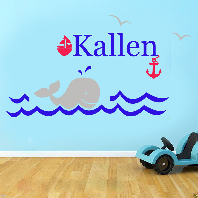 Large Personalised Whale Ocean Scene Sail Boat Vinyl Wall Art Decal Sticker 3281886191588 Ebay