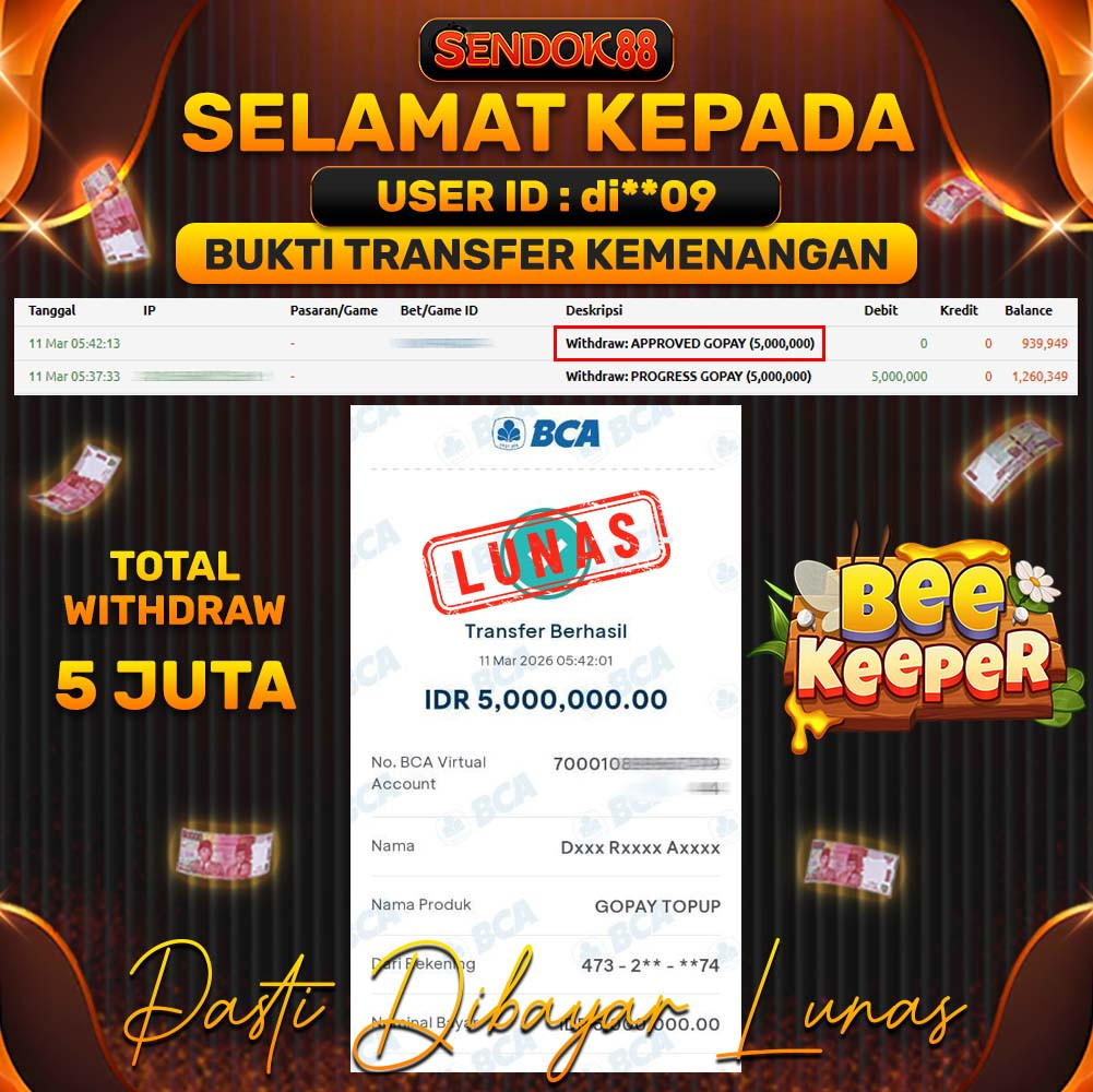 SENDOK88 JEPE! BEE KEEPER Rp 5.000.000,- LUNAS!