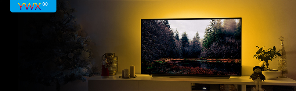 Banda LED 5050 RGB, YWX®, Aplicatie inteligenta Bluetooth, 16 milioane culori, Conexiune USB, 5V, IP65, lungime 5m, telecomanda, mod muzica, timer, Pentru iluminarea ambientala televizorului 1 1
