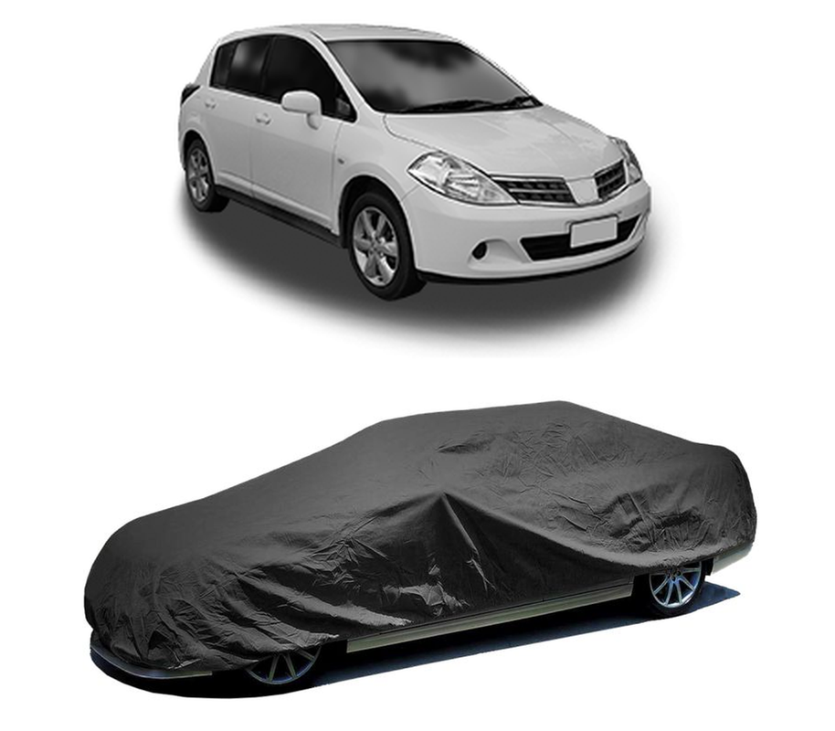 Husa tip prelata auto pentru NISSAN TIIDA Hatchback (C11) 2004 - 2013,culoare negru, material textil impermeabil, rezistanta la intemperii praf UV, CARPASSION Husa Protectie